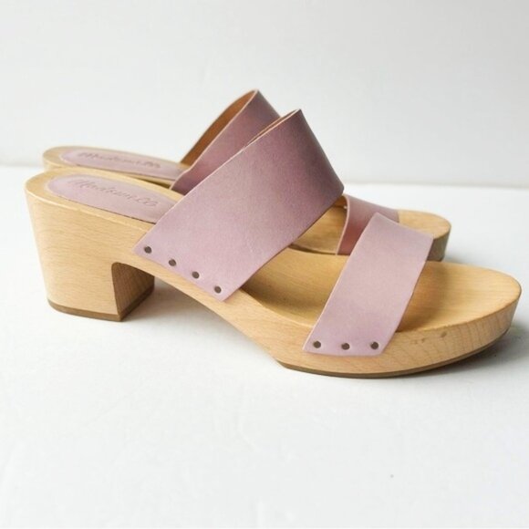 MADEWELL The Clara Clog Sandal Lavendar Leather Strap Wood Clog Sole Size 10 - Picture 3 of 13